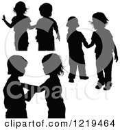 Clipart Of Silhouetted Children Playing Games Royalty Free Vector Illustration by dero