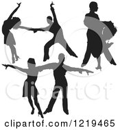 Poster, Art Print Of Black Silhouetted Latin Dance Couples 6