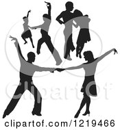 Poster, Art Print Of Black Silhouetted Latin Dance Couples 7