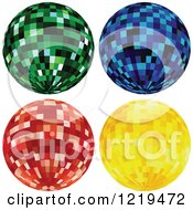 Clipart Of Green Blue Red And Gold Disco Balls Royalty Free Vector Illustration