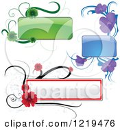 Poster, Art Print Of Green Purple And Red Text Boxes And Flowers