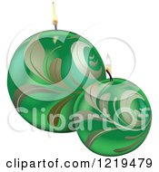Clipart Of Festive Green Christmas Candles Royalty Free Vector Illustration
