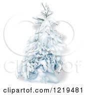 Poster, Art Print Of Snow Flocked Evergreen Tree On White