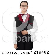 Clipart Of A Formal Waiter Royalty Free Vector Illustration