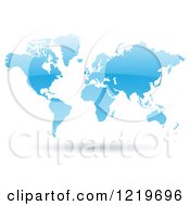Clipart Of A Floating Blue World Map Royalty Free Vector Illustration by cidepix