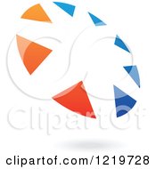Clipart Of A Floating Blue And Orange Arrow Circle Icon 4 Royalty Free Vector Illustration