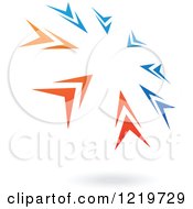 Clipart Of A Floating Blue And Orange Arrow Circle Icon Royalty Free Vector Illustration