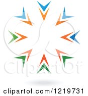 Clipart Of A Floating Abstract Orange Blue And Green Ring Icon 2 Royalty Free Vector Illustration