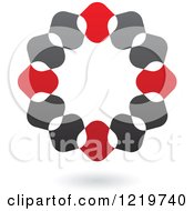 Clipart Of A Floating Red And Black Arrow Circle Icon Royalty Free Vector Illustration