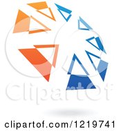 Clipart Of A Floating Blue And Orange Arrow Circle Icon 3 Royalty Free Vector Illustration
