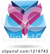 Poster, Art Print Of 3d Purple And Blue Abstract V Or Arrow Logo