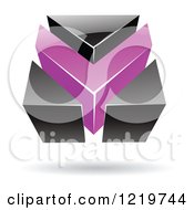 Clipart Of A 3d Purple And Black Abstract V Or Arrow Logo Royalty Free Vector Illustration by cidepix