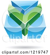 Clipart Of A 3d Green And Blue Arrow Icon Royalty Free Vector Illustration