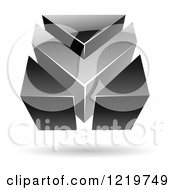 Poster, Art Print Of 3d Grayscale Abstract V Or Arrow Logo