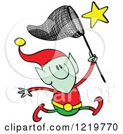 Poster, Art Print Of Christmas Elf Chasing A Star With A Net