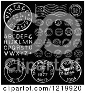 Clipart Of Vintage Black And White Postmark Stamps And Letters 2 Royalty Free Vector Illustration