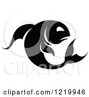 Clipart Of A Black And White Astrology Pisces Fish Zodiac Star Sign Royalty Free Vector Illustration