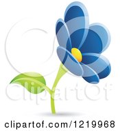 Clipart Of A Dark Blue Daisy Flower Royalty Free Vector Illustration