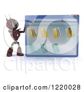 Poster, Art Print Of 3d Red Android Robot Pointing To A Computer File Window