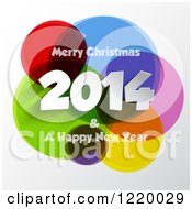 Clipart Of A Merry Christmas And A Happy New Year 2014 Greeting Over Colorful Circles Royalty Free Vector Illustration