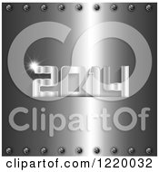 Clipart Of A 3d Silver Metal 2014 With Rivets Royalty Free Vector Illustration