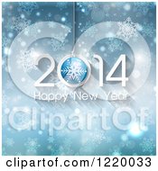 Clipart Of A Happy New Year 2014 Greeting Over Blue Bokeh Stars And Snowflakes Royalty Free Vector Illustration