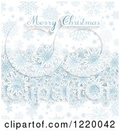 Clipart Of A Merry Christmas Greeting With Blue Snowflakes And Stars Royalty Free Vector Illustration