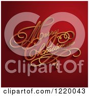 Clipart Of A Merry Christmas Greeting And Swirl On Red Royalty Free Vector Illustration