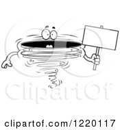 Clipart Of A Black And White Tornado Mascot Holding A Sign Royalty Free Vector Illustration by Cory Thoman