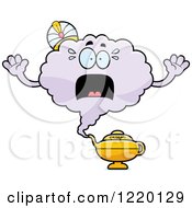 Clipart Of A Scared Magic Genie Mascot Royalty Free Vector Illustration