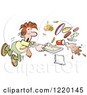 Poster, Art Print Of Businessman Tripping And Spilling His Lunch In A Cafeteria