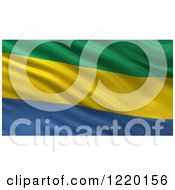 Poster, Art Print Of 3d Waving Flag Of Gabon With Rippled Fabric