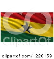 Poster, Art Print Of 3d Waving Flag Of Ghana With Rippled Fabric