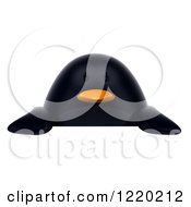 Clipart Of A 3d Chubby Black Bird Mascot Over A Sign Royalty Free Illustration