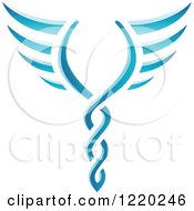 Clipart Of A Pair Of Blue Wings 4 Royalty Free Vector Illustration