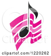 Poster, Art Print Of Black Music Note Over Pink Waves