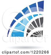 Clipart Of A Blue And Black Abstract Icon 4 Royalty Free Vector Illustration