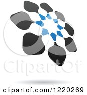 Clipart Of A Blue And Black Abstract Icon 5 Royalty Free Vector Illustration