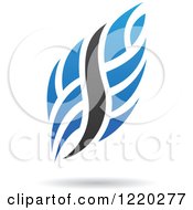 Clipart Of A Blue And Black Abstract Flame Icon Royalty Free Vector Illustration