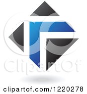 Clipart Of A Blue And Black Abstract Diamond Icon 4 Royalty Free Vector Illustration