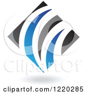 Clipart Of A Blue And Black Abstract Diamond Icon 3 Royalty Free Vector Illustration