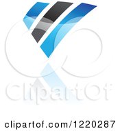 Clipart Of A Blue And Black Abstract Icon 3 Royalty Free Vector Illustration