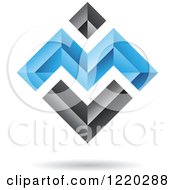 Clipart Of A 3d Blue And Black Abstract Icon Royalty Free Vector Illustration