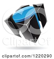 Clipart Of A 3d Blue And Black Button Icon Royalty Free Vector Illustration