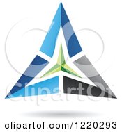 Poster, Art Print Of Floating 3d Green Black And Blue Pyramid Icon