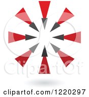 Clipart Of A Floating Abstract Red And Black Rays Icon Royalty Free Vector Illustration