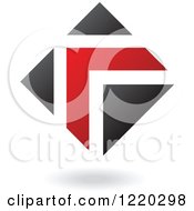 Clipart Of A Black And Red Abstract Diamond 8 Royalty Free Vector Illustration