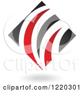 Clipart Of A Black And Red Abstract Diamond 7 Royalty Free Vector Illustration