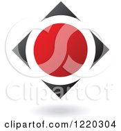Clipart Of A Black And Red Abstract Diamond 2 Royalty Free Vector Illustration