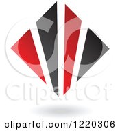 Clipart Of A Black And Red Abstract Diamond 4 Royalty Free Vector Illustration